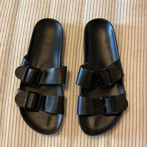 Black Two-Strap Sandals